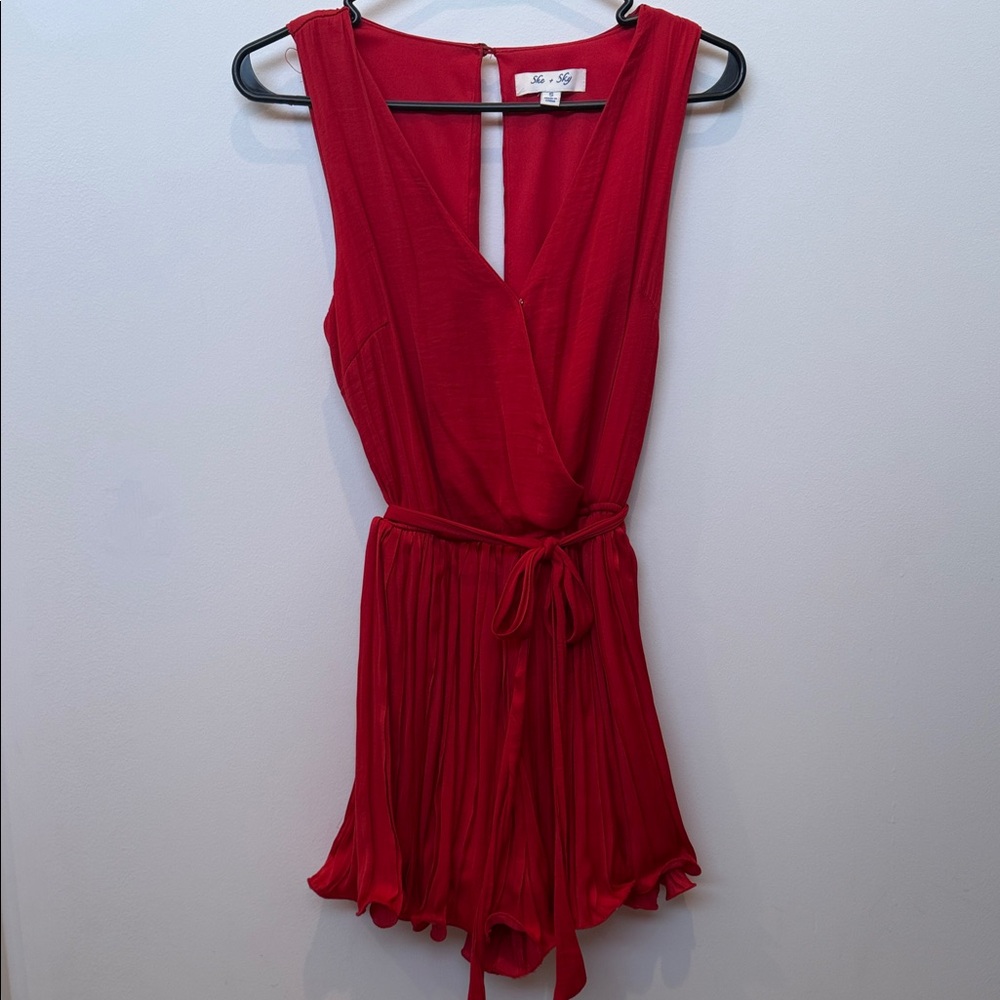 She + Sky Red Sleeveless Romper